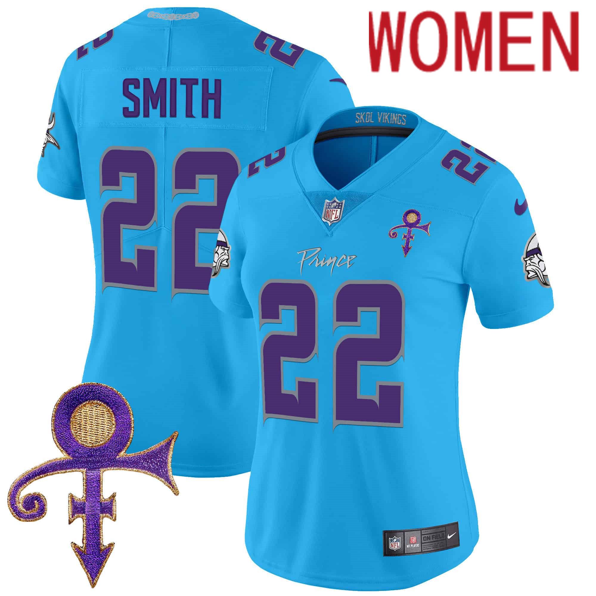 Women Minnesota Vikings #22 Smith Light Blue 2024 Nike Prince Vapor Limited NFL Jersey